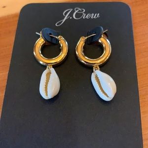 Gold J Crew shell earrings